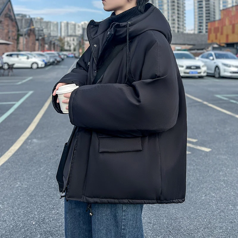 Winter Jacket Men Warm Fashion Oversize Black Thicken Jacket Men Streetwear Korean Loose Thick Short Coat Mens Parker Clothes