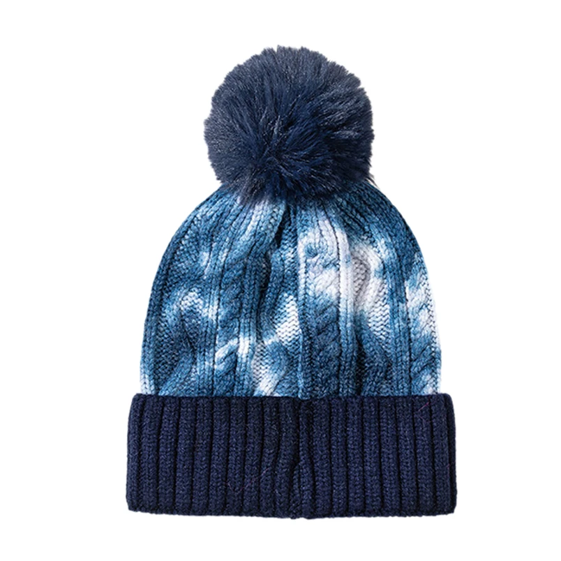 Шапка женская вязаная с помпоном дизайнерский головной убор завязкой напуском