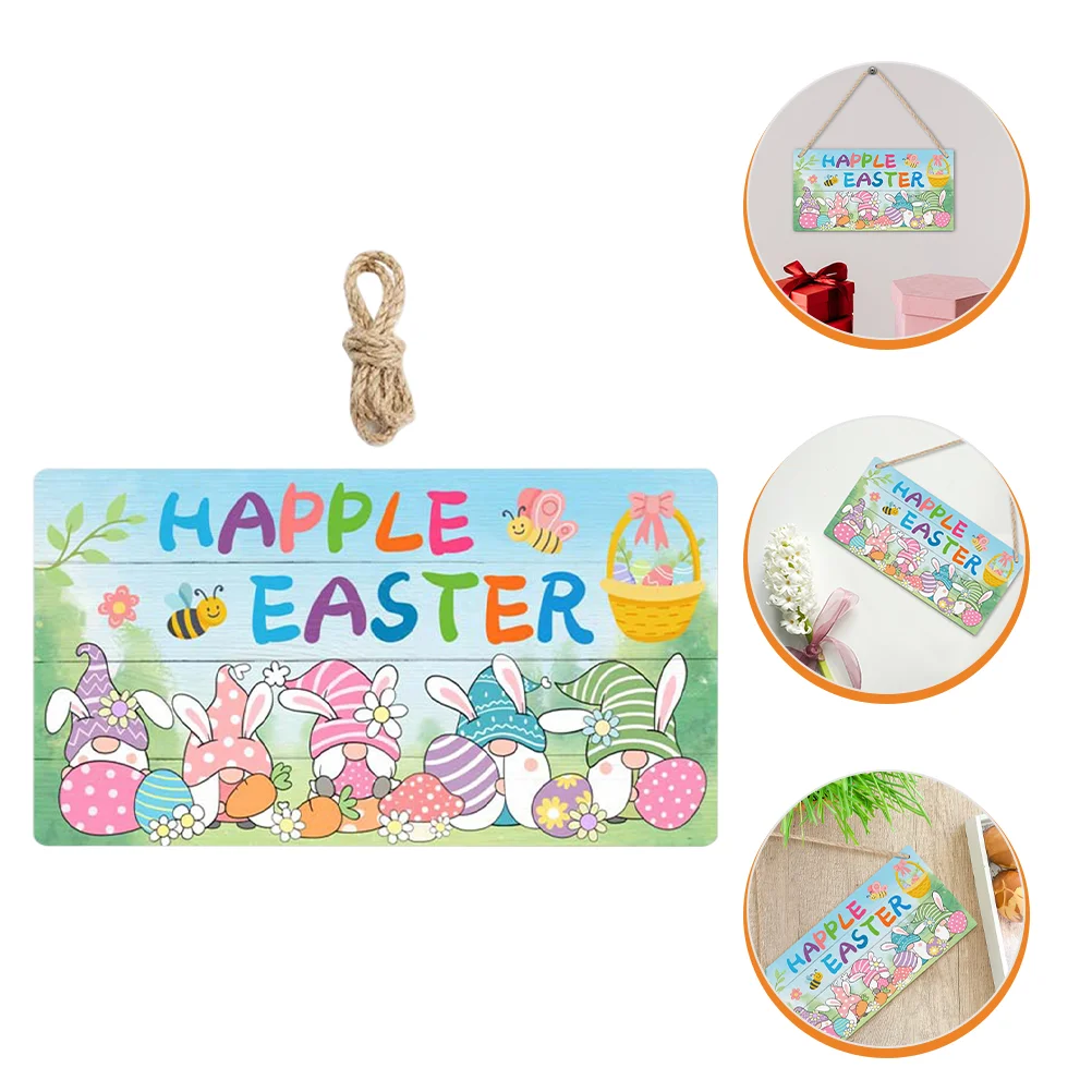 

Creative Cartoon Decorative Easter Welcome Sign Easter Hanging Plaque Gnome Hanging Wall Decor Easter Wooden Sign