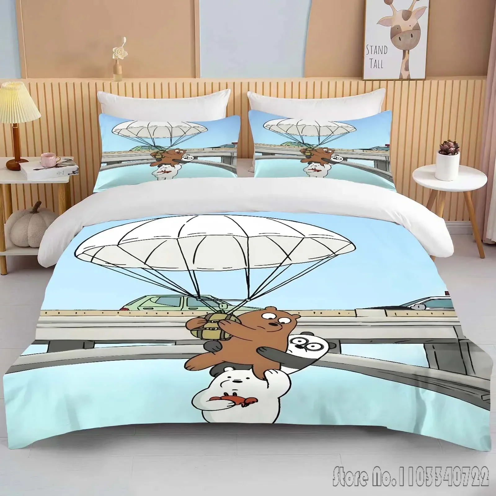 MINISO We Bare Bears комплект постельного белья с принтом пододеяльник аниме одеяло для