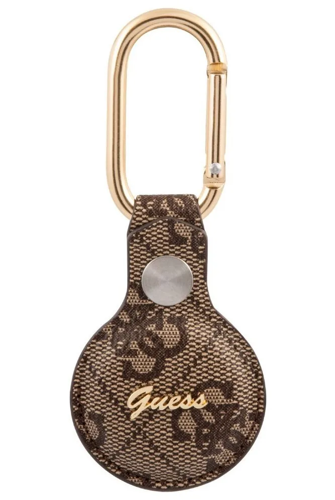 Чехол CG Mobile Guess PU 4G Script Logo Dog Clip для AirTag цвет Коричневый | Безопасность и защита