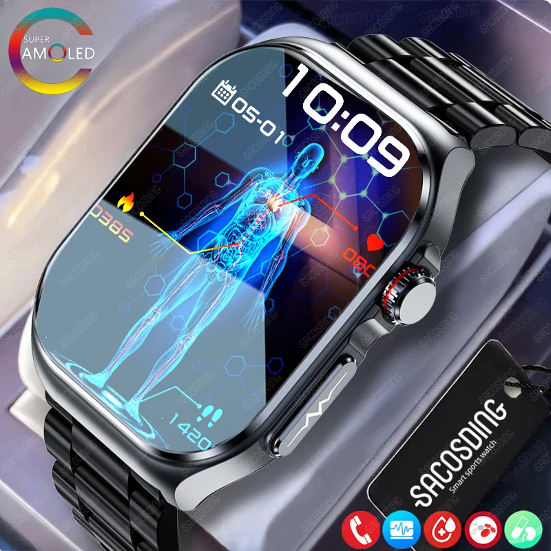 Новинка 2024 ЭКГ фитнес-умные часы NFC аварийный вызов неинвазивный уровень глюкозы