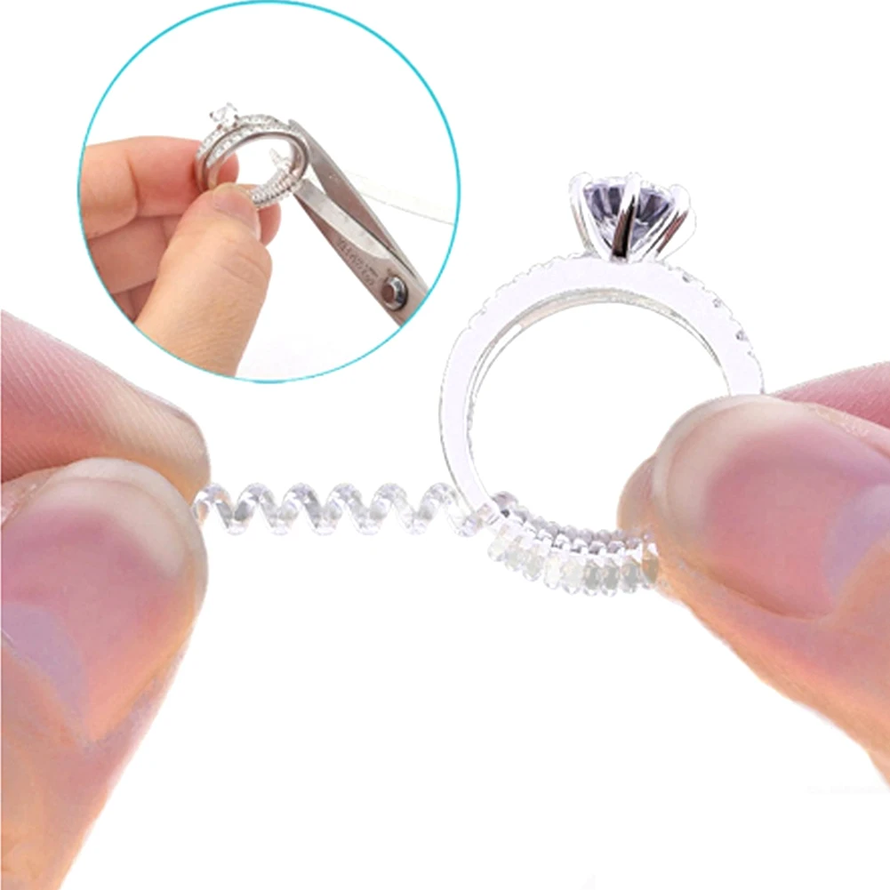 

12pcs Guard Tightener Practical DIY Jewelry Ring Size Adjuster Durable Spiral Design Spring Transparent Accessories Invisible