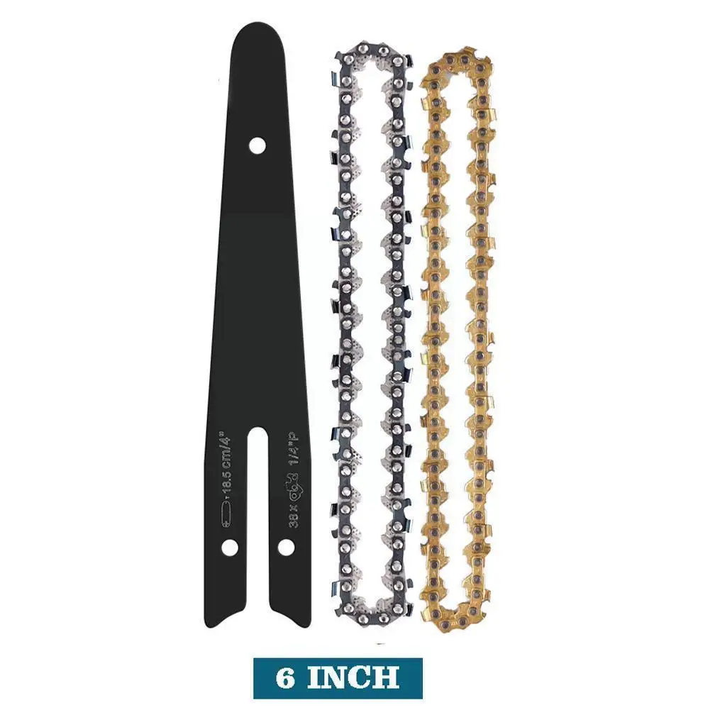 

6 Inch Chain Guide Electric Chainsaw Gold Chains Mini Electric Saw Replacement Pruning Steel Chain Accessory Chain Chainsaw B7q0