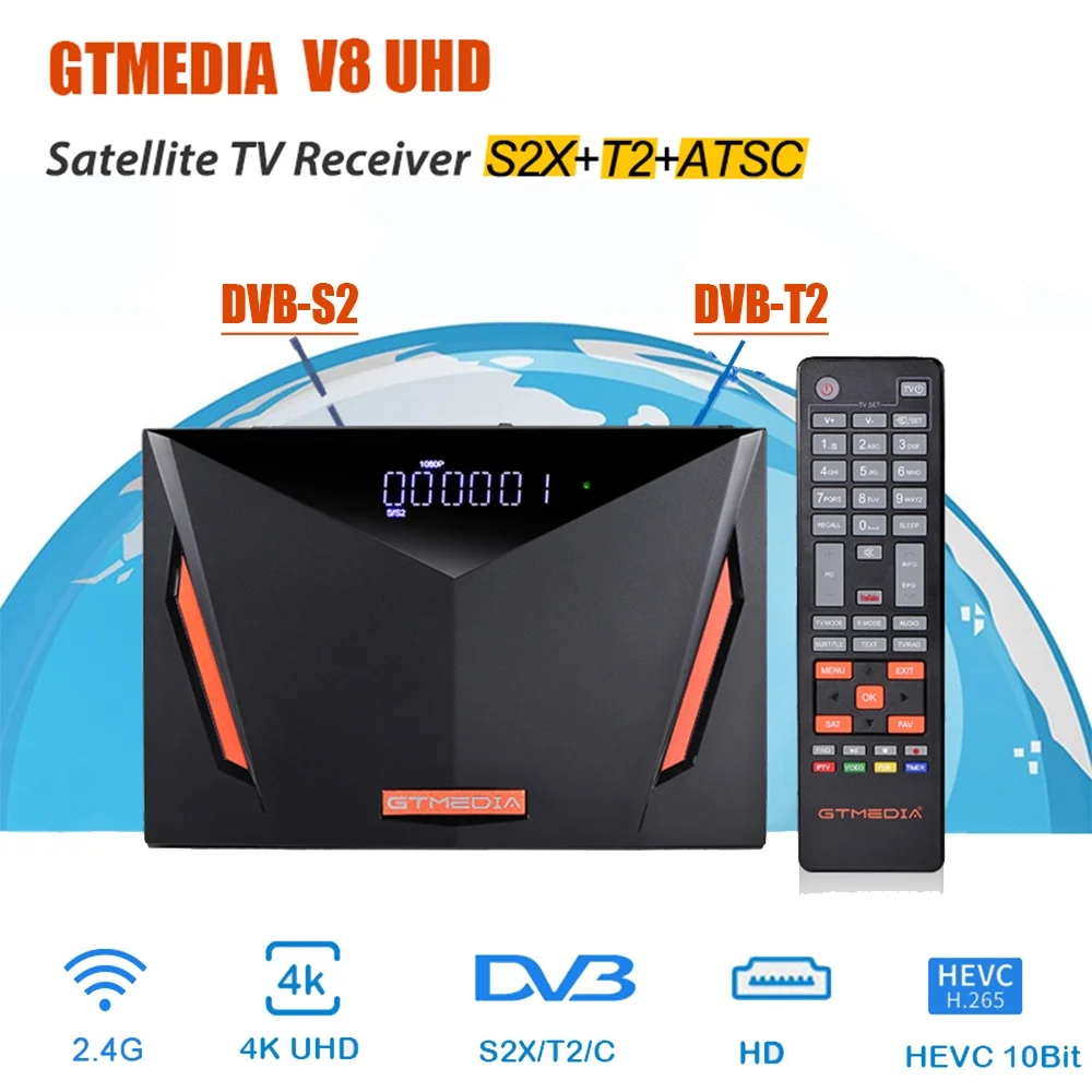 

Спутниковый ресивер Gtmedia V8 UHD 4k DVB S2, встроенный Wi-Fi, поддержка H.265 DVB-S/S2/S2X + T/T2/Cable/ATSC-C/1SDBT VS v8 finder 2 pro