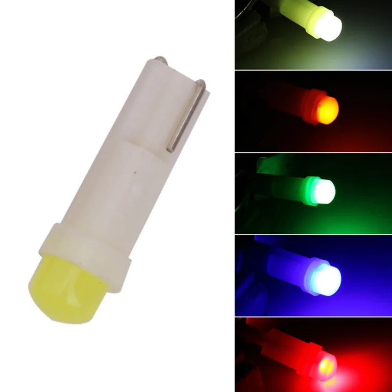 

100 шт. Cob T5 приборсветильник ПА Автомобильный светодиодный Белый Красный Синий Янтарный зеленый цвет панельная лампа 12 В Диодная лампа для п...