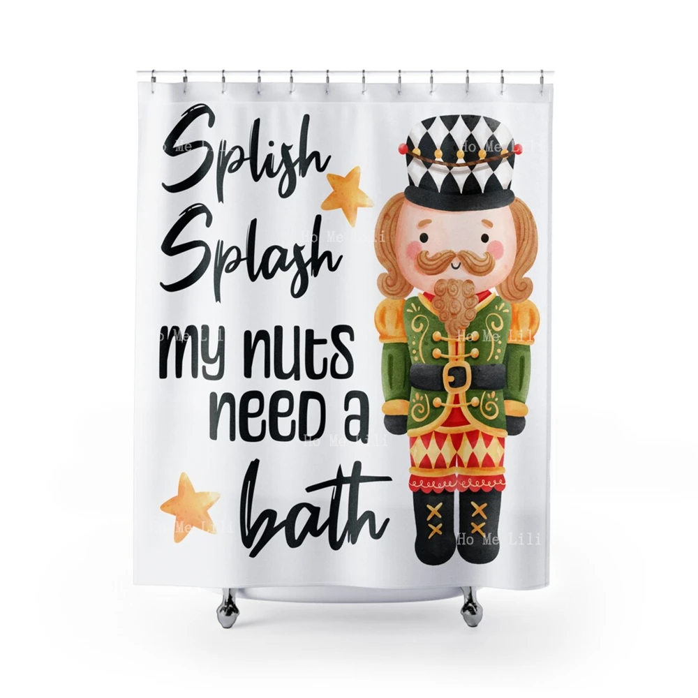 Рождественские занавески для душа Щелкунчик Занавеска Splish My Nuts Need A Bath Забавный