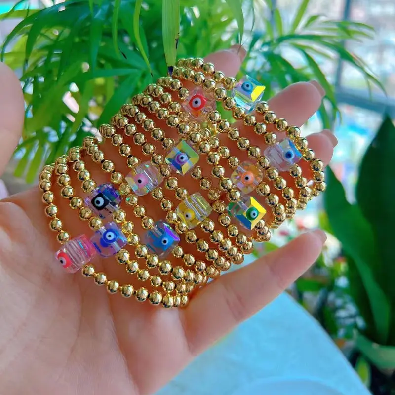 

KKBEAD Drip Oil Evil Eye Bracelet Jewelry for Women Bracelets Gold Plated Beads Pulseras Mujer Moda 2023 New In Jewellery