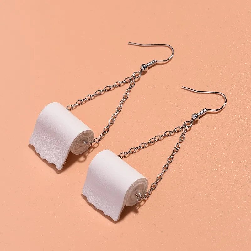 

Novel Toilet Paper Charms Earrings Fashion Pendant Jewelry Accessories Dangle Earrings for Women Girls Birthday Party Gifts
