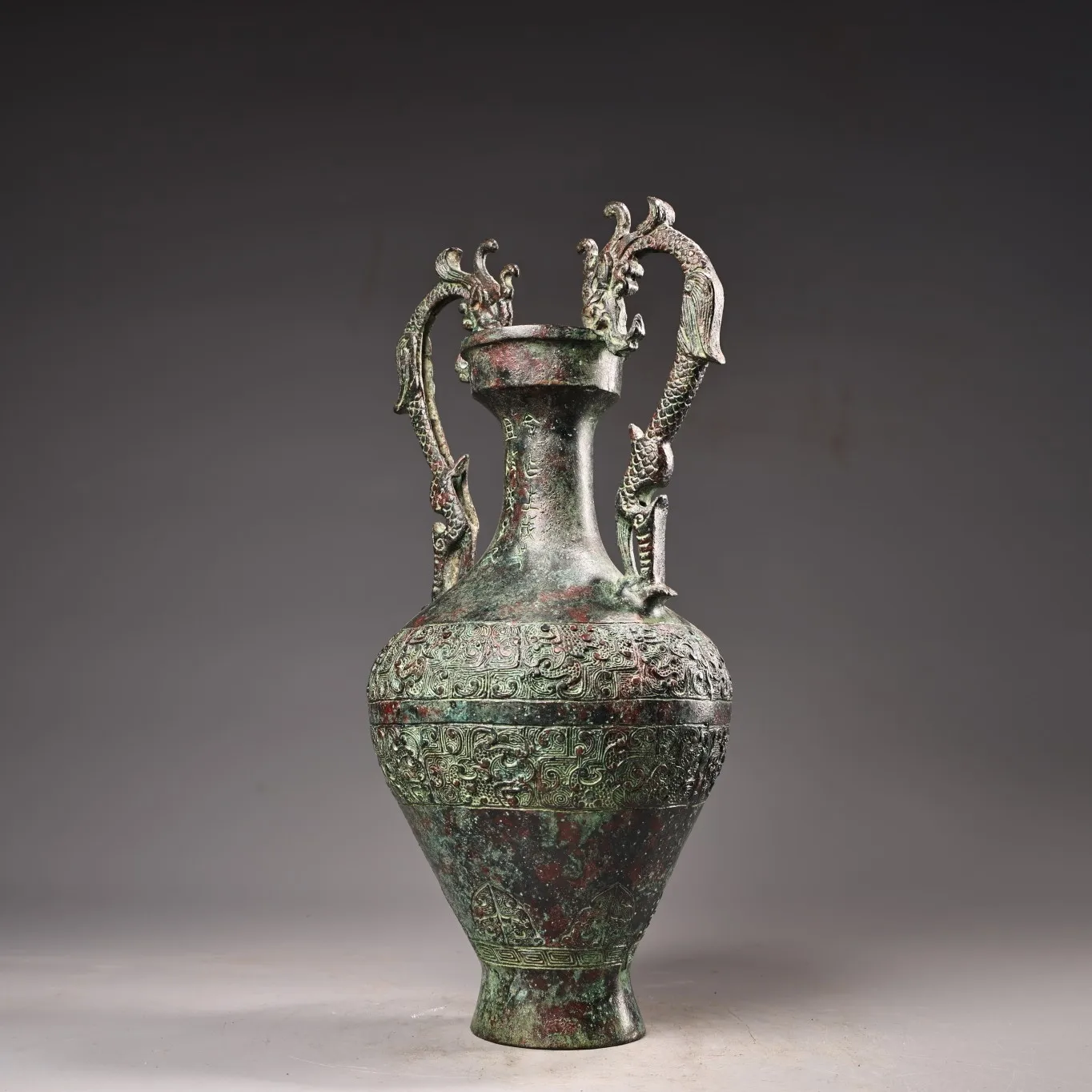 13-дюймовая коллекция тибетского храма старая бронза Verdigris киноварь древний