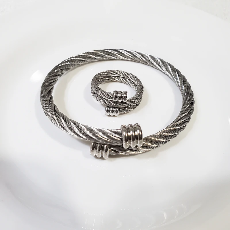 Комплект из браслета и кольца нержавеющей стали 316L