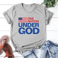 one nation under god tshirt women american flag graphic tees men plus fashion independence day women black top summer