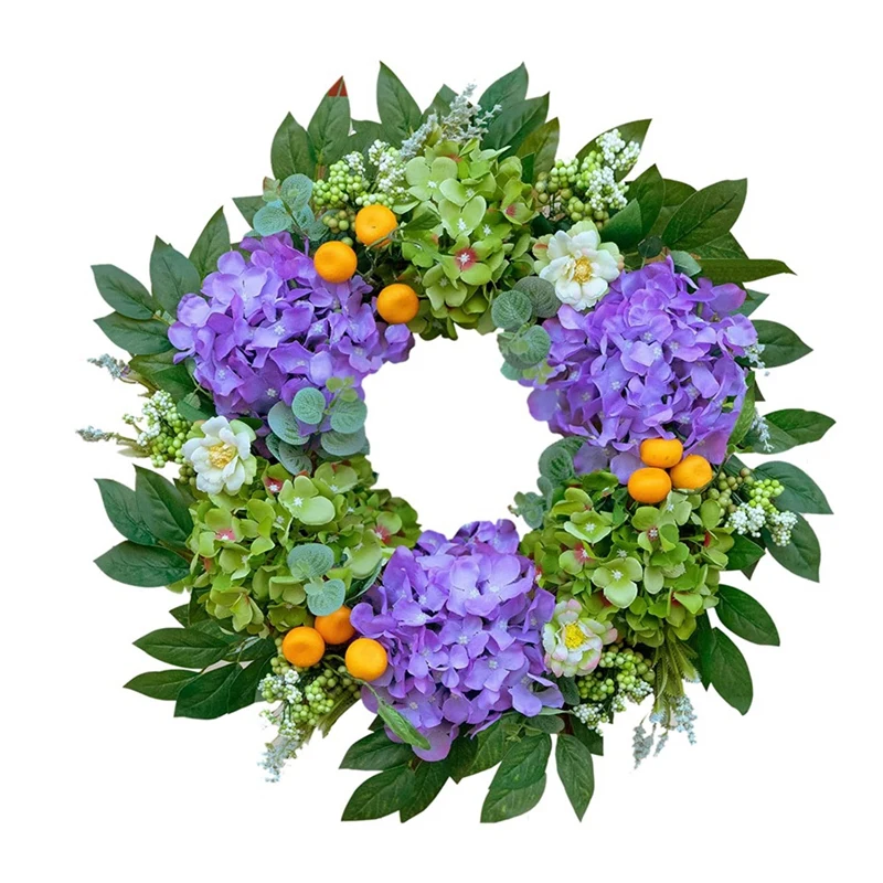 

Purple Wreaths For Front Door, Spring Door Wreath Outside, Artificial Hydrangea Wreaths For All Seasons, Indoors, Home