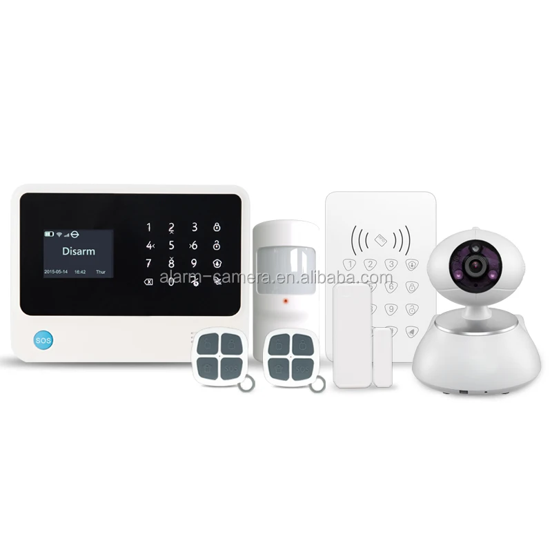 wifi home a-l-a-r-m rohs integrated with IPC Door bell and gsm wireless home burglar security a-l-a-r-m system