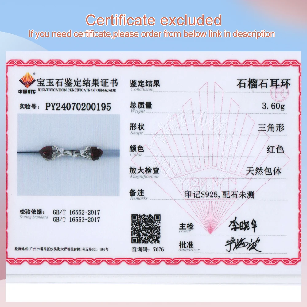 Pięknie zaprojektowane naturalne granaty trójkątne kolczyki z klejnotami S925 srebrne modne lekkie luksusowe prezenty urodzinowe dla kobiet i
