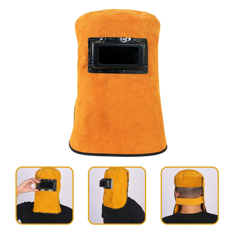 

Welding Mask Face Guard Heat Insulation Protector Cowhide Cover Welder Working Hat Equipment For