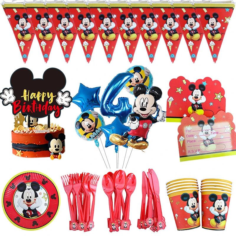 Disney новинка Микки Маус украшения на день рождения разноцветный шар флаг торта