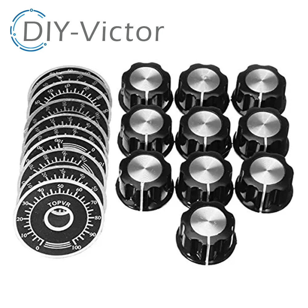 

10 комплектов, потенциометр, ручка управления шкалой и бакелитовая ручка со шкалой, набор цифрового потенциометра