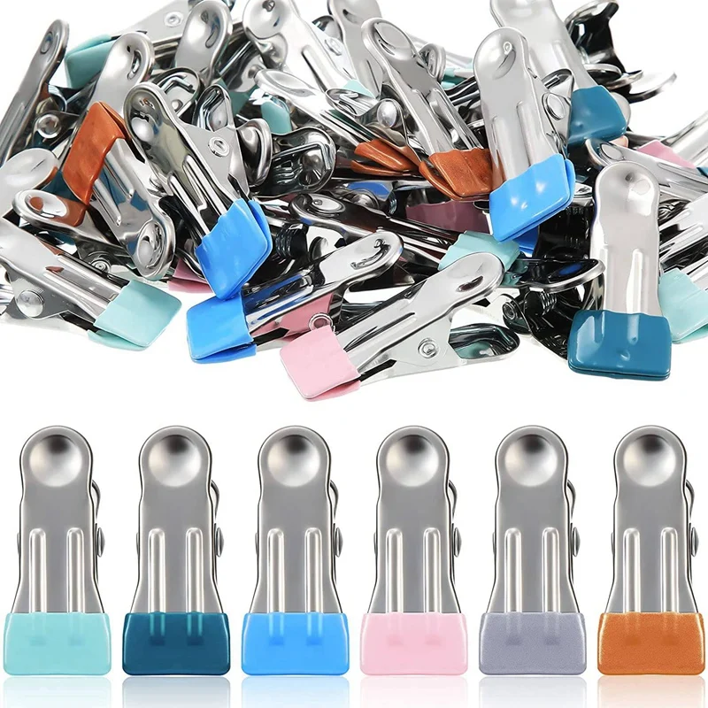 

60 PCS Colored Clothespins Metal Stainless Steel Clips Utility Clothes Sock Pins Beach Towel Clips For Clothesline