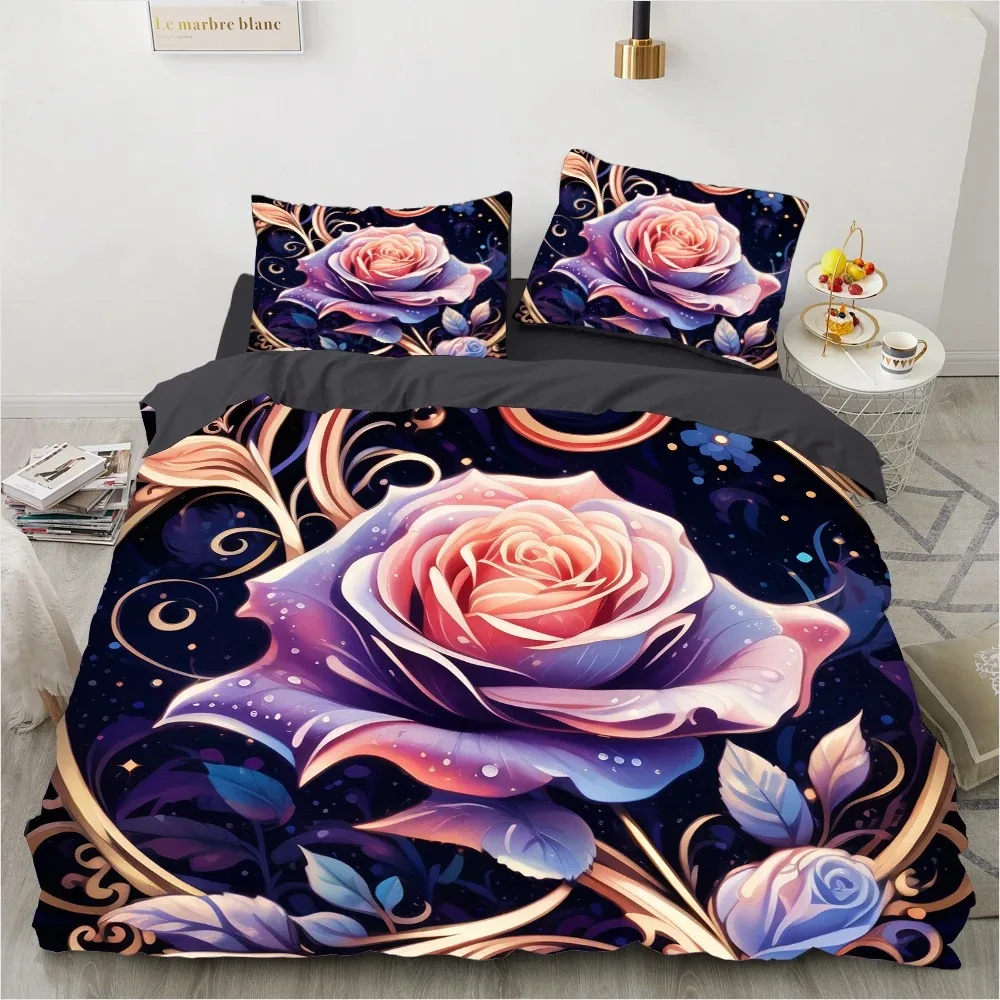 Комплект постельного белья с цветами роскошный двойной Queen King Twin полноразмерный