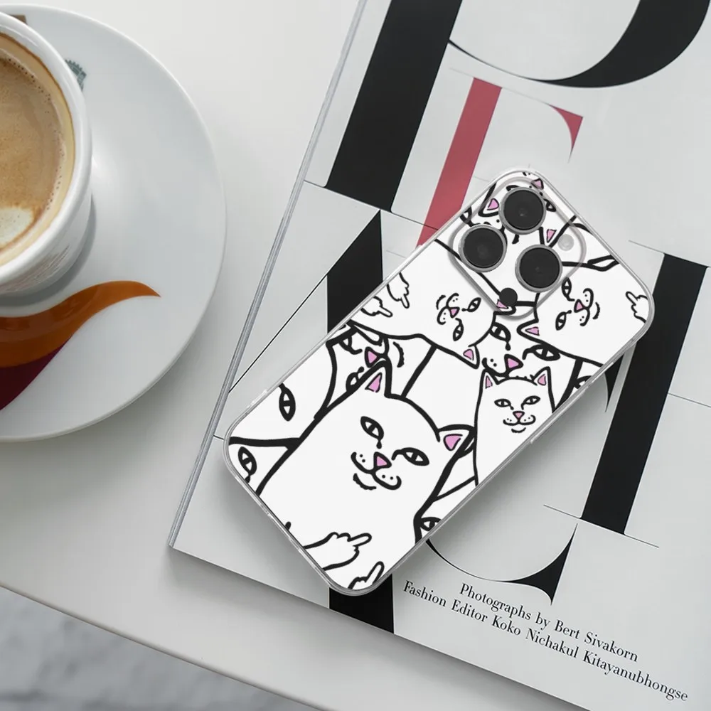 Чехол для телефона Cat R-RipndipS iPhone 16 15 14 13 12 11 Plus Pro Max XR XS X 7 8 SE Mini Прозрачный