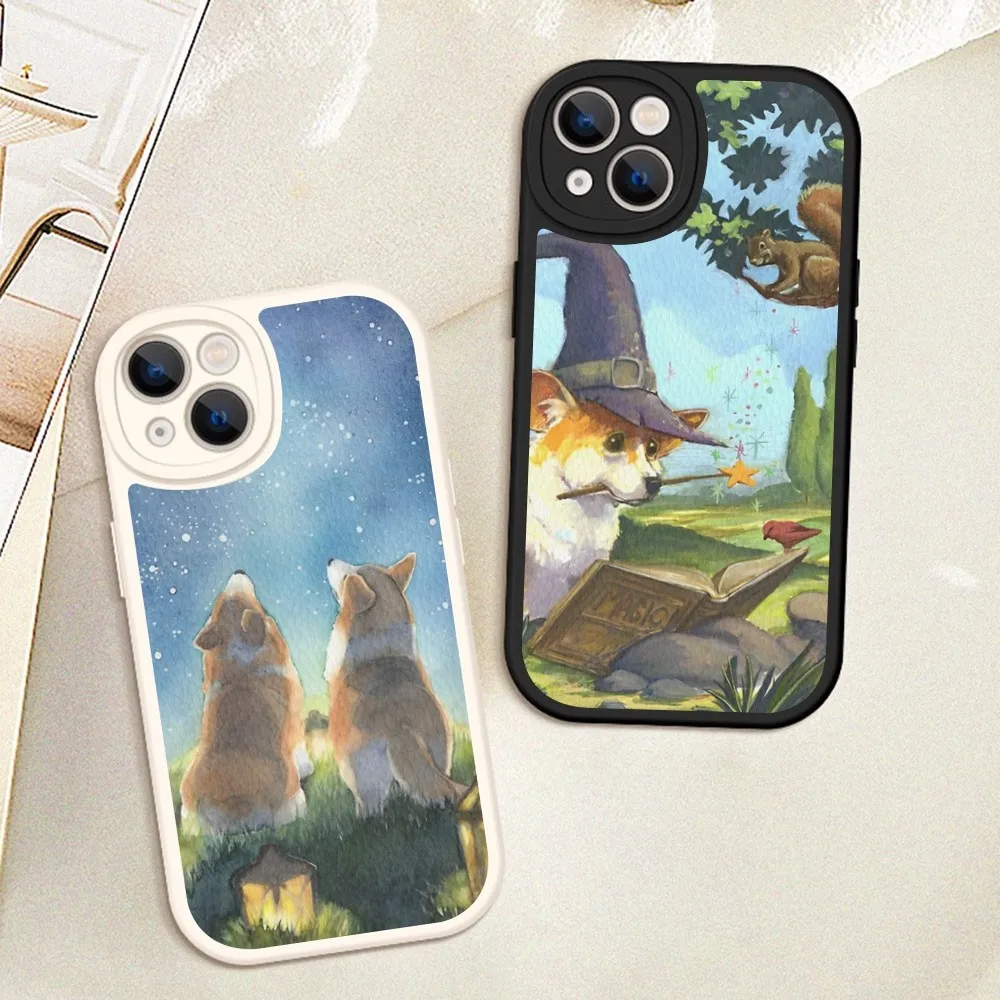 

Cute Cartoon Corgi Phone Case Hard Leather For iPhone 14 13 12 Mini 11 14 Pro Max Xs X Xr 7 8 Plus Fundas