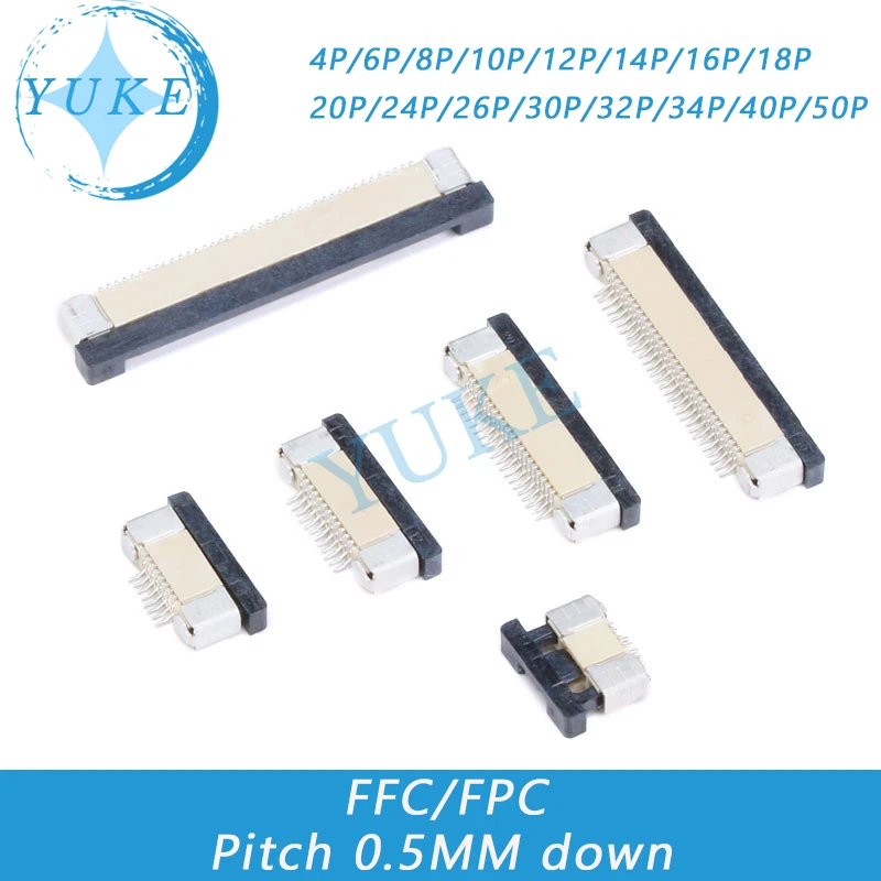 

FFC/FPC connector pitch 0.5MM under 4/6/8/10/18-50P flat cable connector