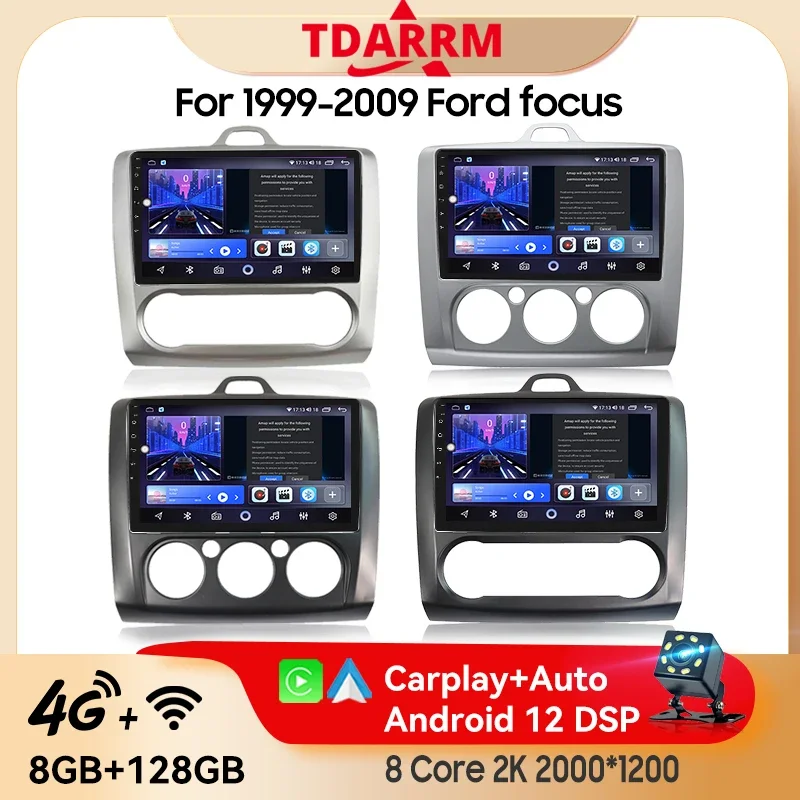 TDARRM Android 12 Автомобильный радиоприемник для Ford Focus 2 3 Mk2 Mk3 1999-2009 Мультимедийный