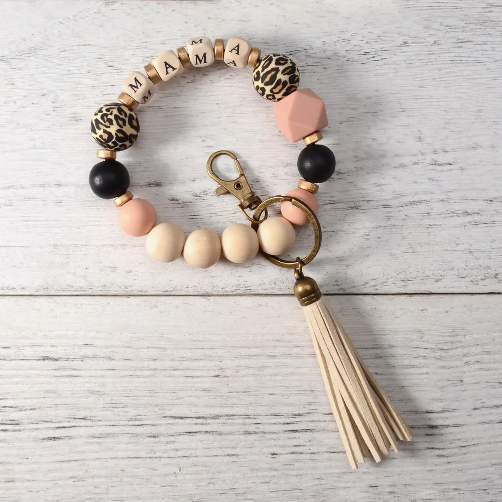 Силиконовый Брелок-браслет с леопардовым принтом подвеской |