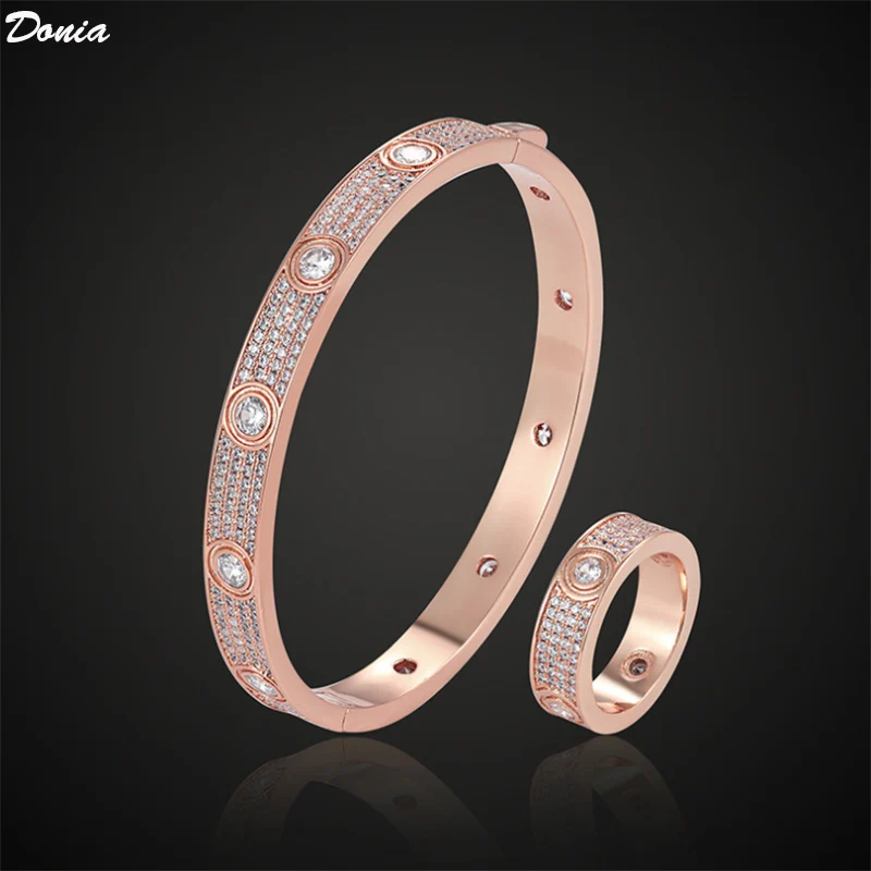 

Donia jewelry Fashion classic copper bracelet jewelry set with ring Perfect zircon bride jewelry set Love bracelet & ring luxury