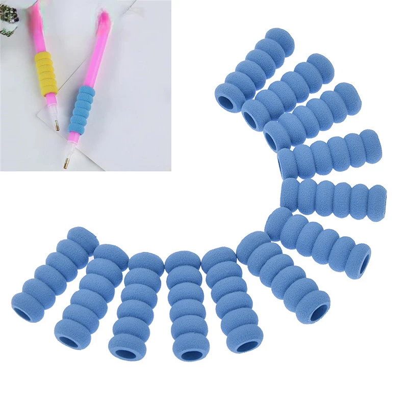 

12pcs Drill Pen Anti-slip Sleeve Blue Sponge Pen Grip Diamond Painting Tools Accessory