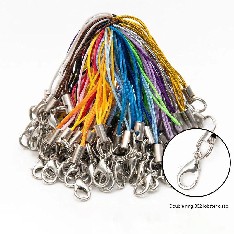 

20/50/100Pcs Lanyard Lariat Strap Cords Lobster Clasp Rope Keychain Hooks Mobile Set Charms Keyring Pendant Key Ring Accessories