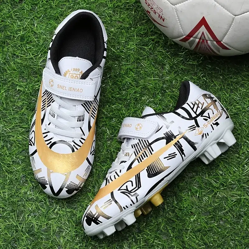 Kid's Soccer Shoes Children's Outdoor Playground Soccer Shoes AG Cleat Football Training Shoes With Hook-and-loop Fastener For B