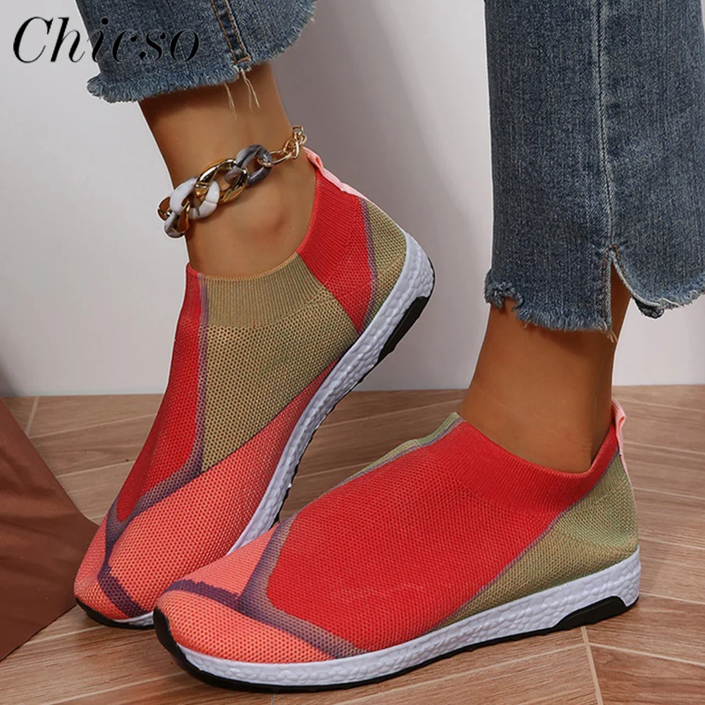 

Women's Running Shoes 2023 All Season Daily Mix Color Comfy Slip On Casual Flats 35-43 Large-Sized Walking Sport Sneakers