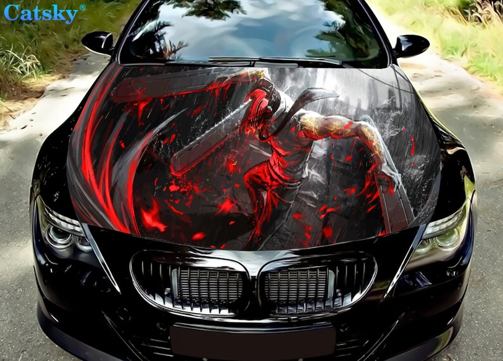 

Chainsaw Man Gray Car Hood Wrap Vinyl Sticker, Full Color Graphic Bonnet Decal, Custom Car Accessories Side Decal Fit Any Car