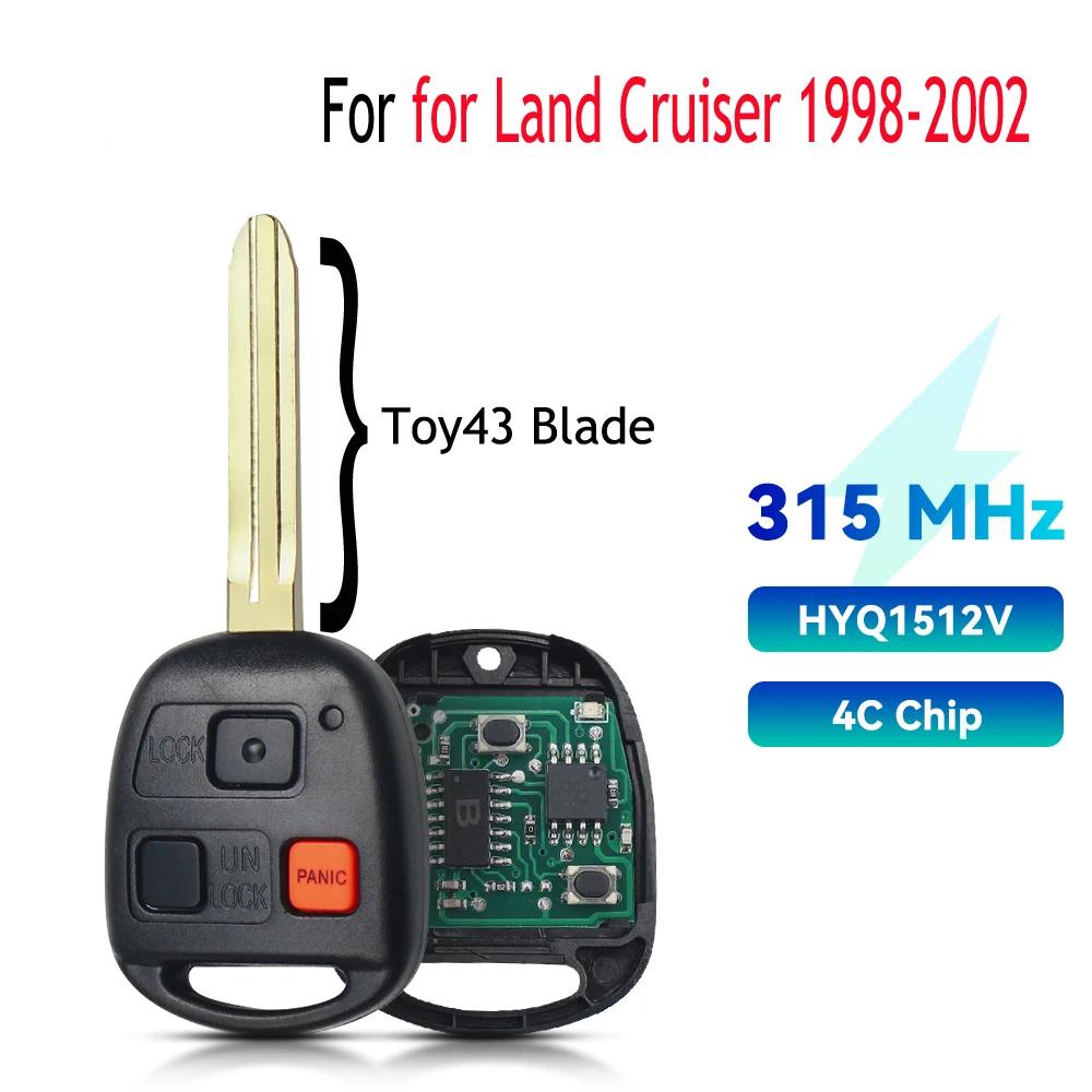 

KEYYOU дистанционный ключ от автомобиля 315 МГц 4C чип HYQ1512V для Toyota Land Cruiser 1998 1999 2000 2001 2002 89070-60090 TOY43 лезвие
