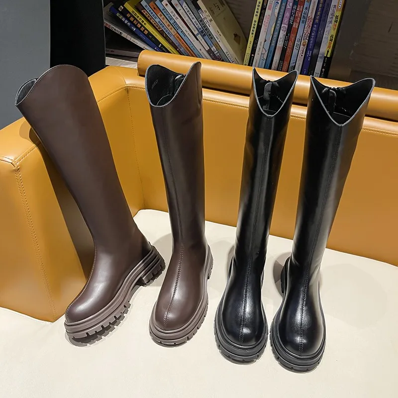 

Женские сапоги до колена в западном стиле, осенняя модная обувь с круглым носком, женская новая обувь на молнии, 2023, Челси Ytmtloy Botines De Mujer