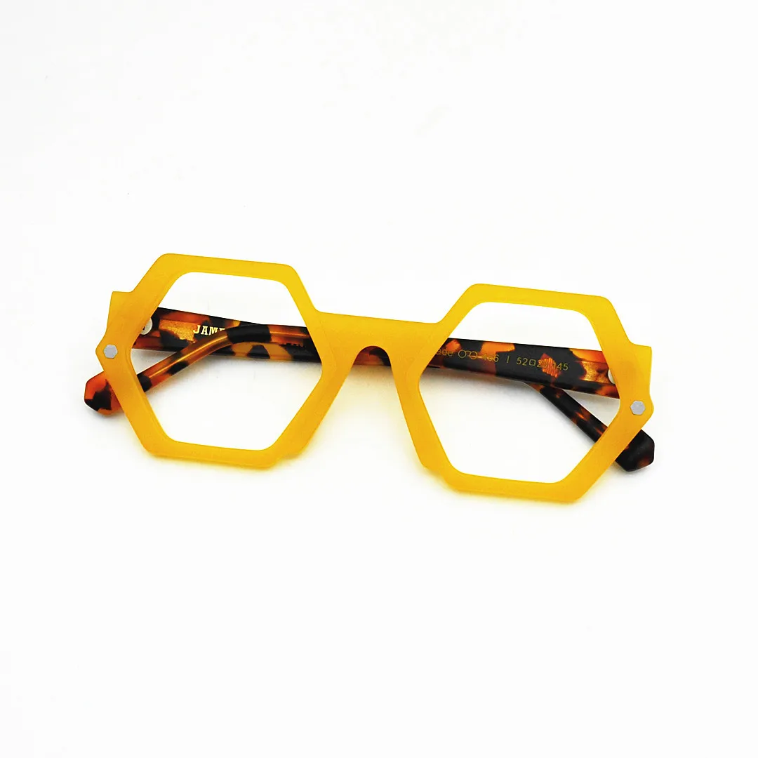 Belight Optical Italy Acetate JAMES TAR*T Hexagon Lemon Yellow Women Men Eyewear Prescription Eyeglasses Spectacle Frame 466