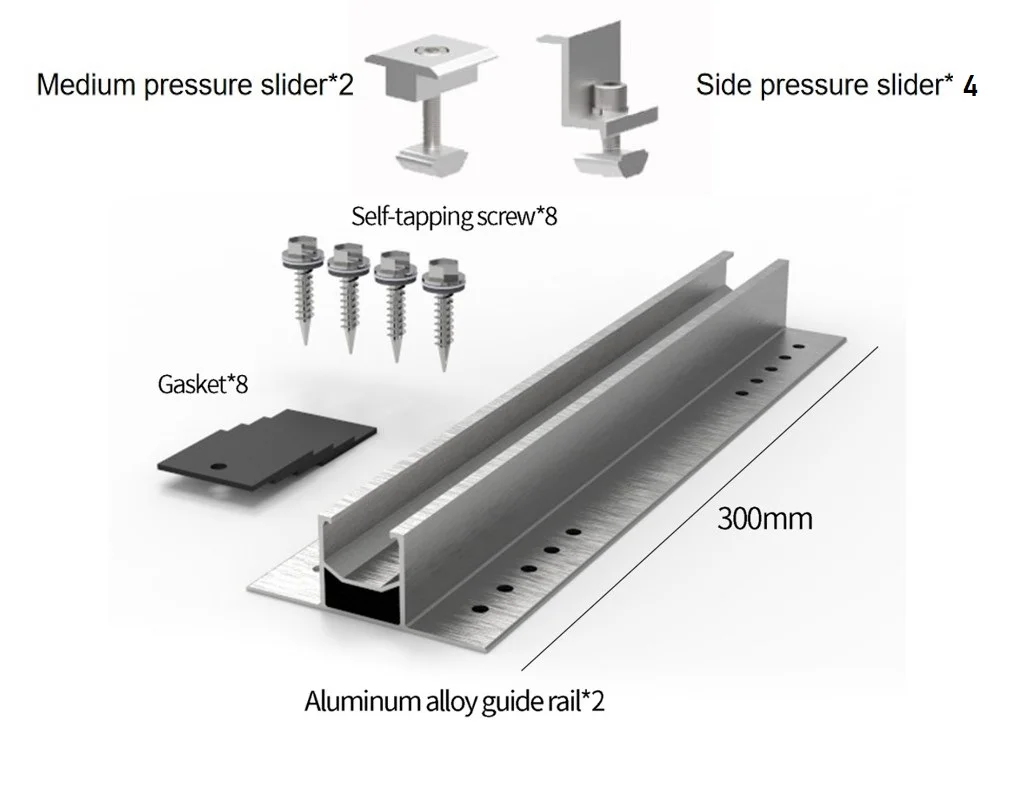 High Quality Aluminum Profiles Solar Panel Tile With Fitting A7002 Model Accessories Bracket Mounting Color Stainless Steel