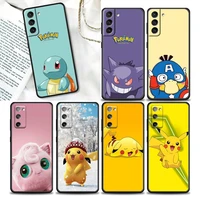 pokemon logo and icons phone case for samsung galaxy s7 s8 s9 s10e s21 s20 fe plus ultra 5g soft silicone case pikachu