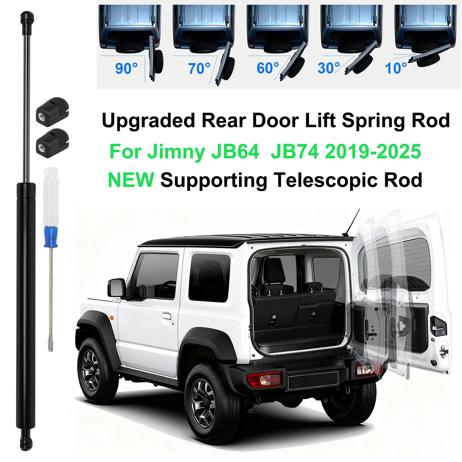 Фото Для Suzuki Jimny JB64 JB74 подъемная пружина задней двери Jimny JB74 JB64 2019-2025 телескопическая штанга с поддержкой 10-90 °   Стоп-угол №1