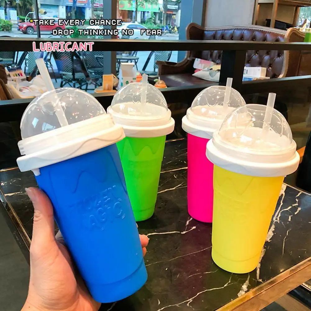 

Quick-frozen Smoothies Cup Double Layer Silicone Cups Diy Homemade Freezes Drinks With Lid Fast Cooling Milkshake Slushie Cup