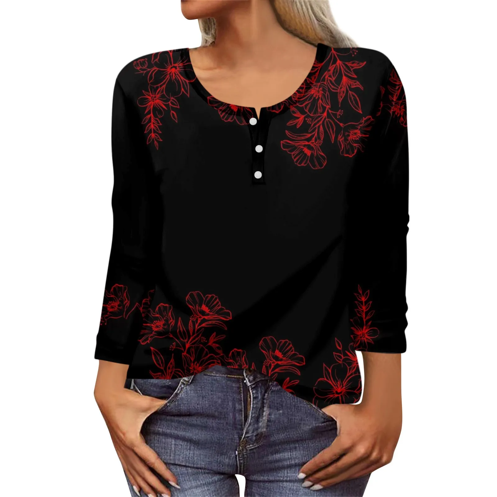 

Long Sleeve Shirts For Women Pattern Print Graphic Tees Blouses Casual Plus Size Basic Tops Pullover Minimalist And Versatile
