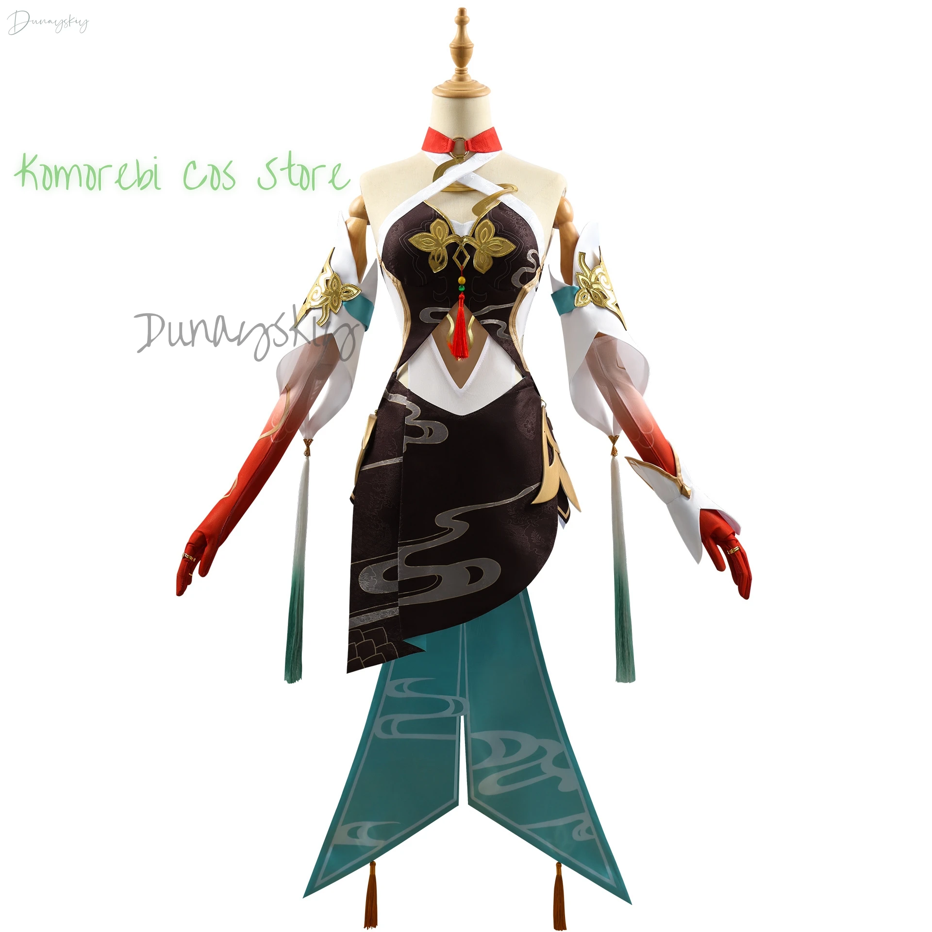 Honkai Star Rail Lingsha Косплей Костюм Парик Dan Zhu Платье Униформа Головные уборы Xianzhou Luofu