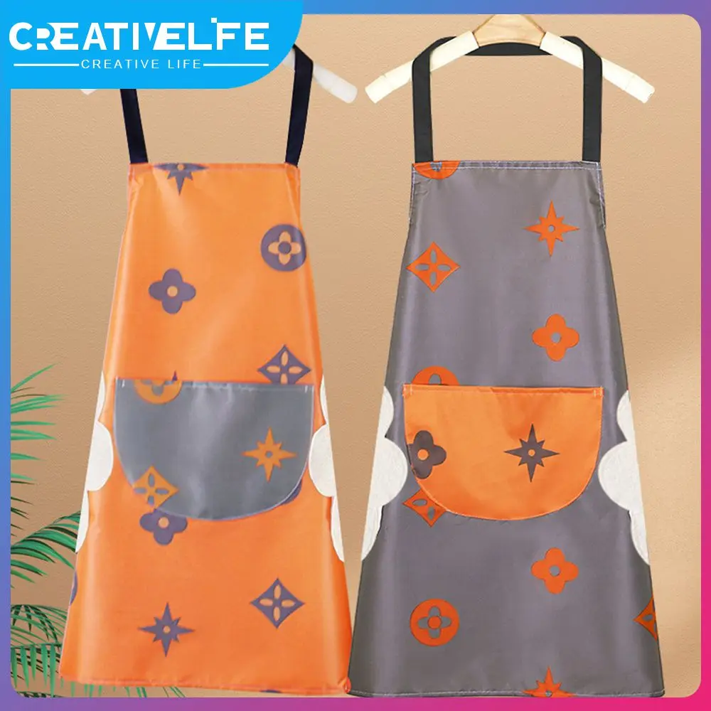 

Anti-oil Dirty Womens Summer Apron Wear-resistant Waterproof Apron Average Size Household Work Clothes Oil-proof Dining Waist