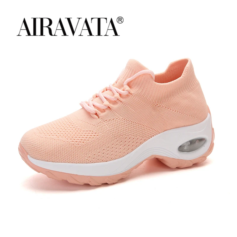 Women's Shoes Plateform Sneakers Cushioned Breathable Slip-on Walking Shoes Outdoor Leisure Lazy Footwear