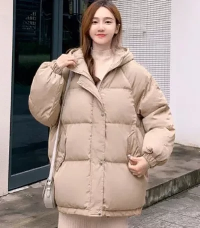 

Пуховик женский в Корейском стиле, зима 2021, плотное пальто с капюшоном, Женская свободная зимняя куртка, пуховые парки, пальто для женщин, Wi-Fi