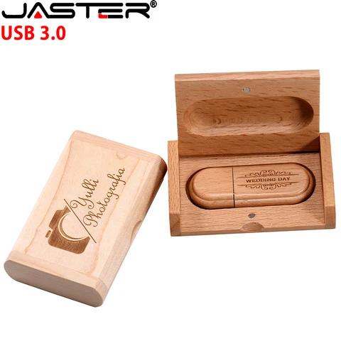 USB-флеш-накопитель JASTER деревянный с коробкой, 3,0/64/32/128 ГБ
