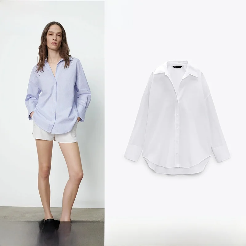 Za 8275952 Осенняя новая женская одежда Рубашки-оксфорды Белая рубашка 08275952250