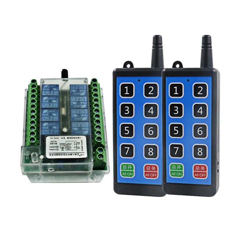 

8-канальный беспроводной радиочастотный переключатель дистанционного управления 12 В/24 В/36 В/220 В дистанционный переключатель дистанционного управления двигателем